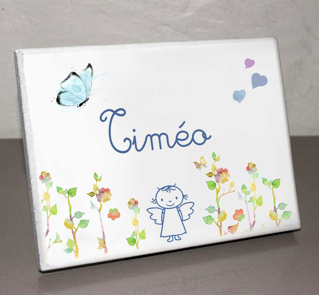 Maquette Timeo Plaque Funeraire Ange Bebe Enfant Papillon Fleur Coeur Personnalisable Avec Votre Texte Et Vos Photos Plaque En Pierre Emaillee Avec Fixation Murale Ou Sur Embases